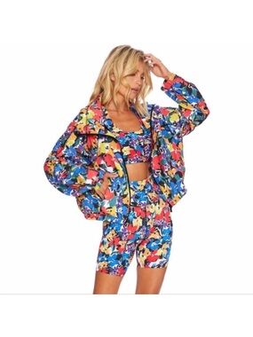 BEACH RIOT BUTTERCUP FLORAL RETRO WINDBREAKER WOMENS SIZE XS